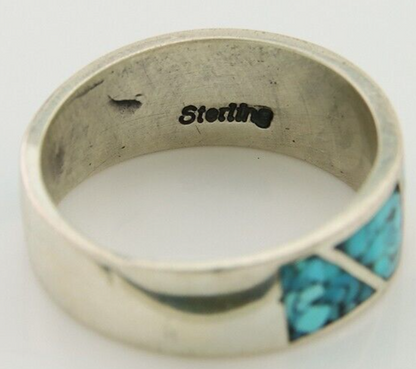 Navajo Handmade Ring 925 Silver Turquoise Native Artist C.80's