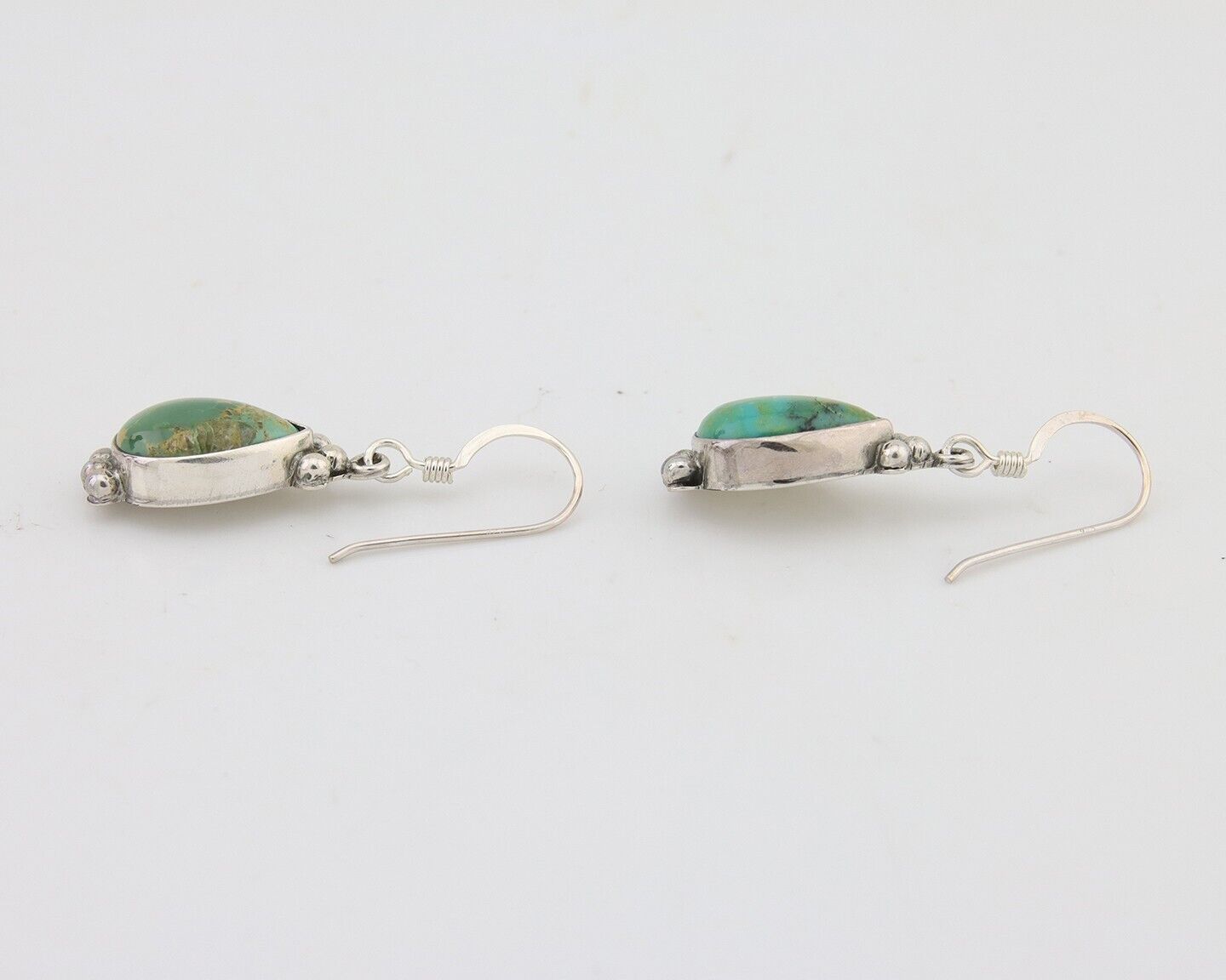 Navajo Dangle Earrings 925 Silver Natural Turquoise Native American Artist C.80s