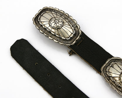 Navajo Concho Belt .925 Silver Handmade Signed Tom Willeto C.1980's