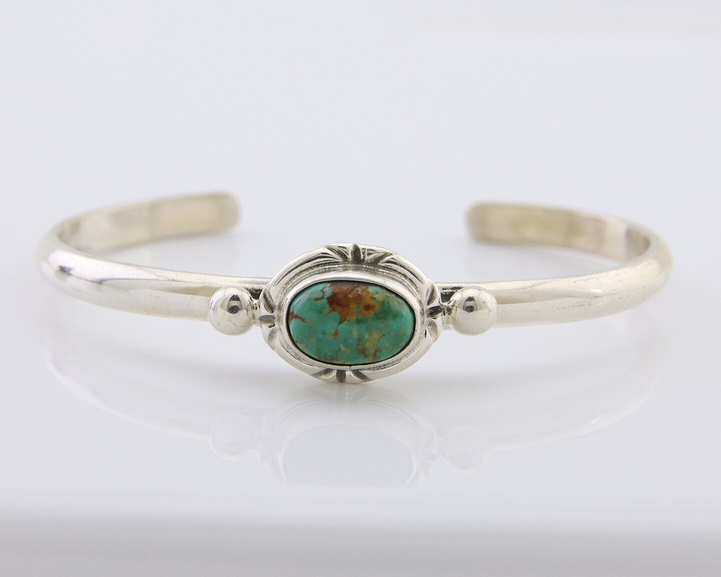 Navajo Bracelet 925 Silver Natural Turquoise Native American Artist C.80's