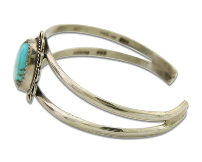 Navajo Cuff Bracelet 925 Silver Turquoise Cuff Native American Artist C.80's