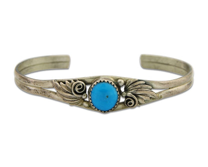 Navajo Cuff Bracelet 925 Silver Turquoise Artist Signed Running Bear C.80's