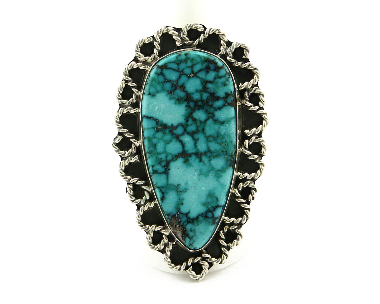 Navajo Ring .925 Silver Turquoise Mountain Artist Native American C.80's