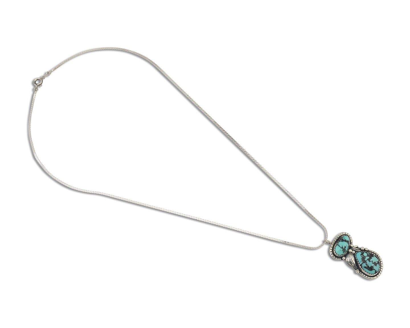 Navajo Necklace 925 Silver Natural Turquoise Signed Tom Willeto C.80s