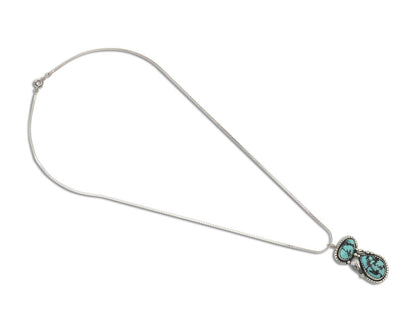 Navajo Necklace 925 Silver Natural Turquoise Signed Tom Willeto C.80s