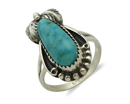 Navajo Ring .925 Silver Natural Mined Neveda Turquoise Artist Signed SN C.80's