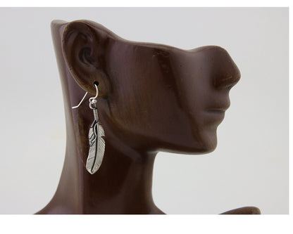 Navajo Eagle Feather Dangle Earrings 925 Silver Native American Artist C.80's