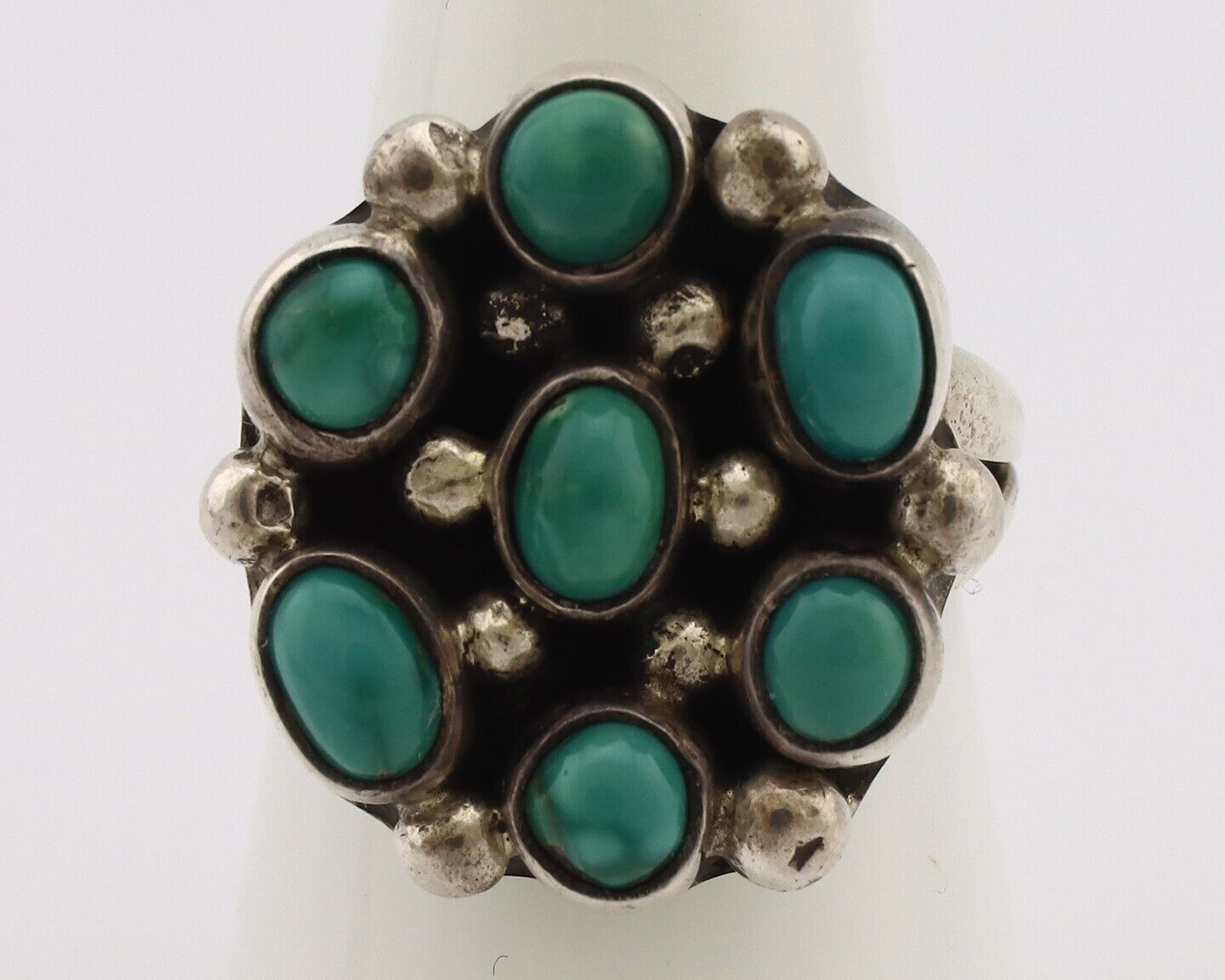 Navajo Ring .925 Silver Natural Blue Turquoise Native American Artist C.80's