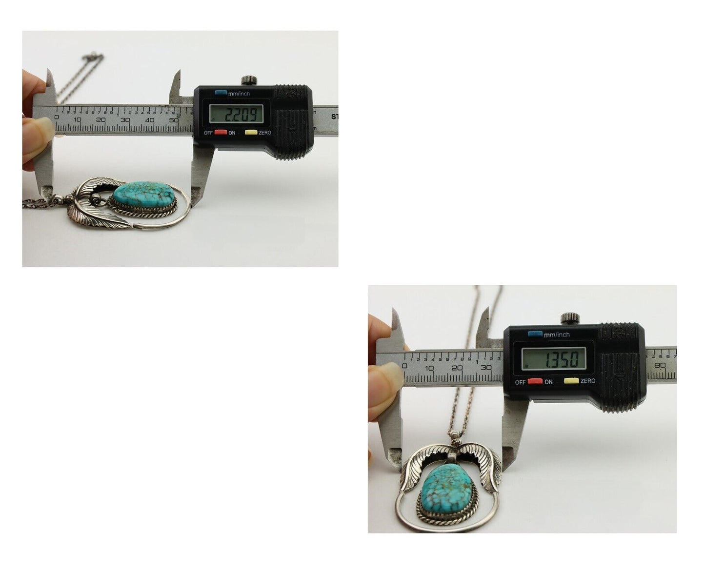 Navajo Necklace 925 Silver Turquoise Native American Artist Signed C.90's