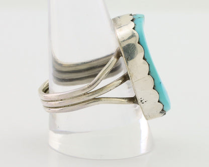 Navajo Ring 925 Silver Natural Blue Turquoise Signed Tony Guerro C.80's