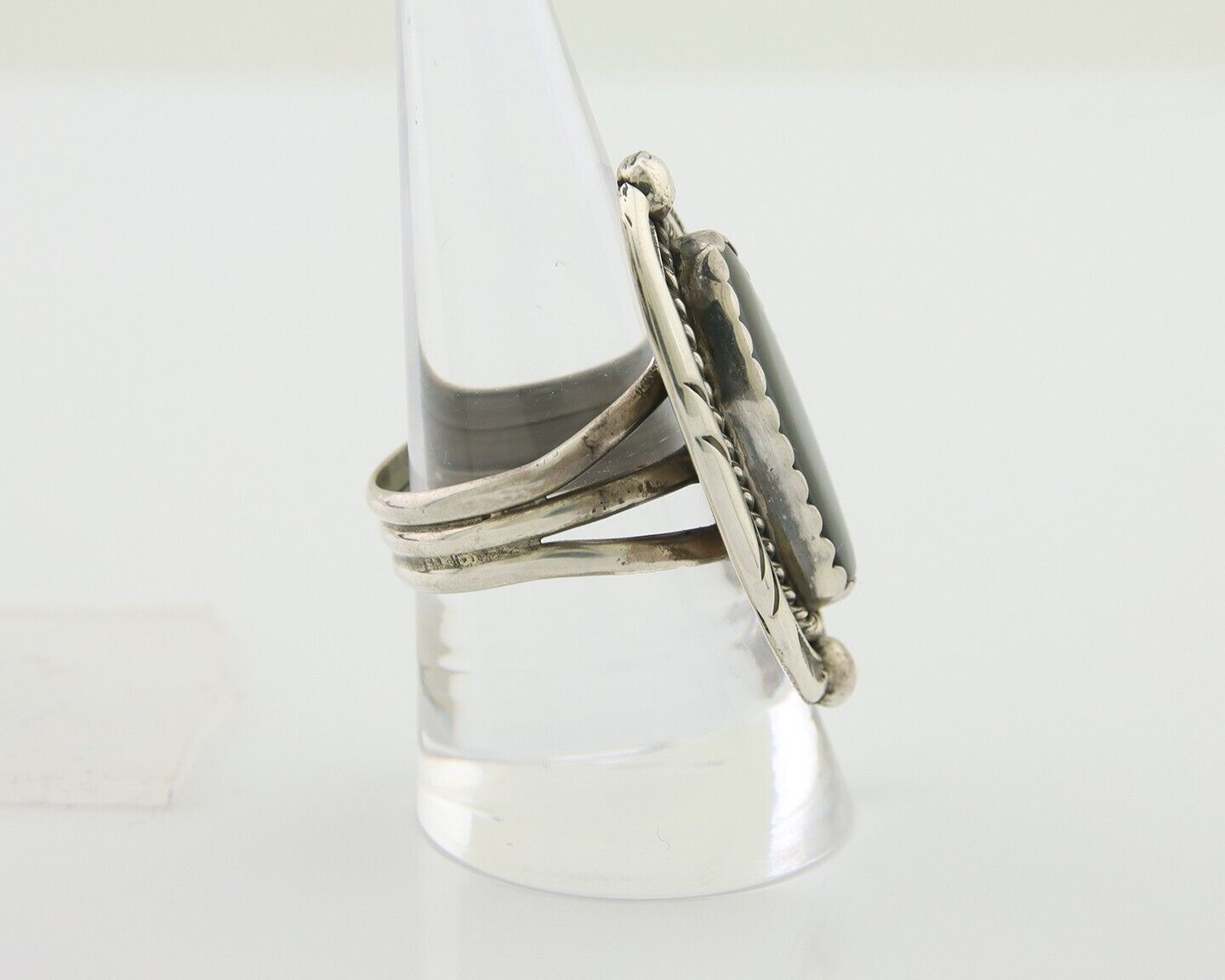 Navajo Ring 925 Silver Black Onyx Artist Signed V & N Edsitty C.80's