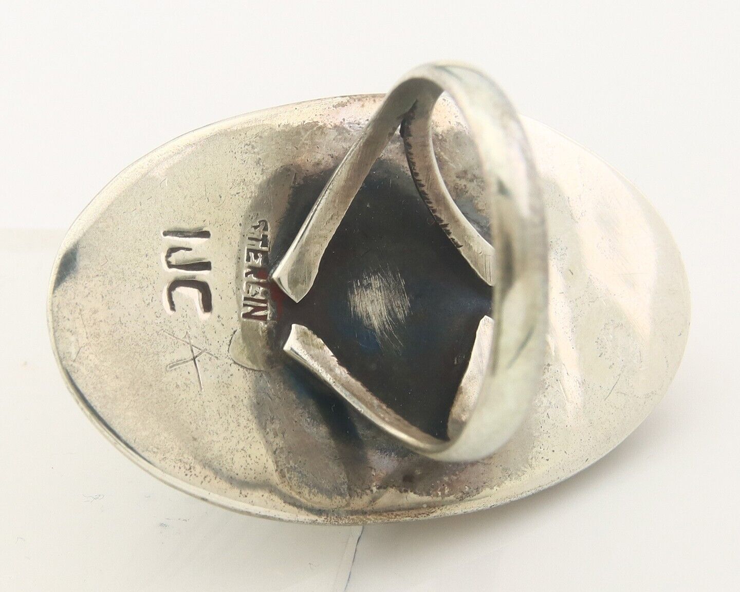 Navajo Ring 925 Sterling Turquoise Handmade Native Artist C.80's Size 7.0