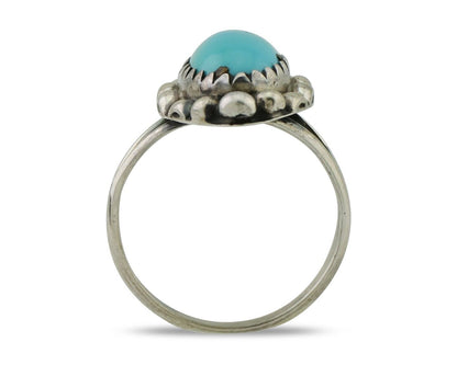 Navajo Ring 925 Silver Sleeping Beauty Turquoise Artist Signed SC C.80's