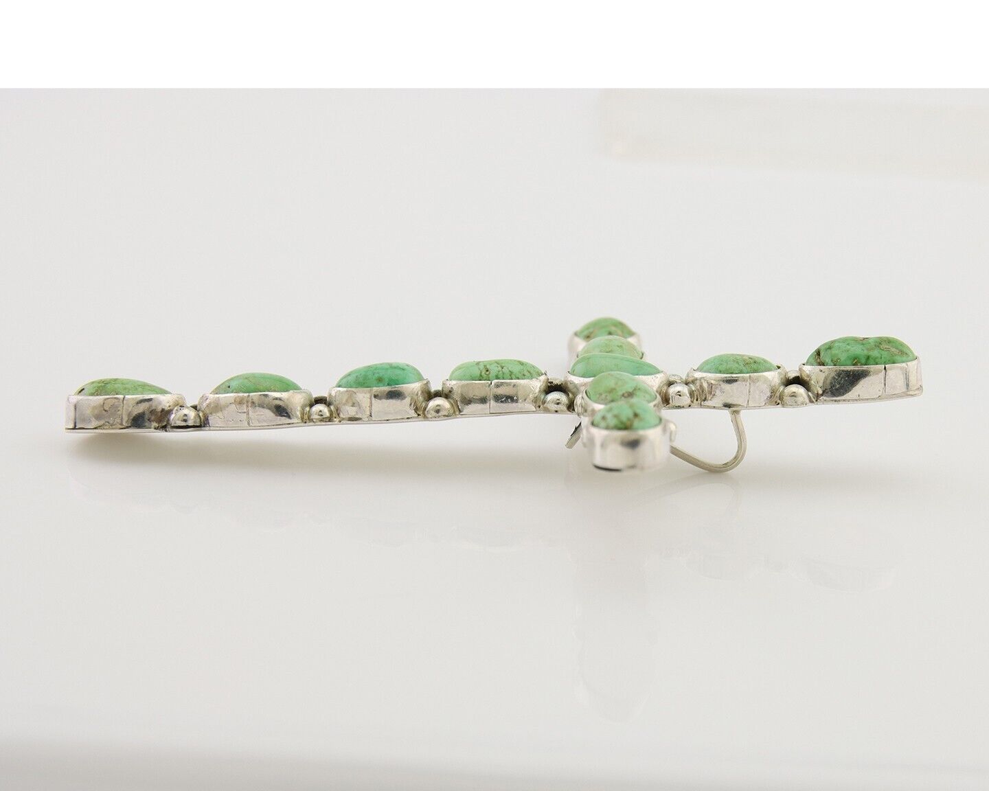 Navajo Cross Handmade Pendant 925 Silver Turquoise Artist Signed Russel Sam C80s