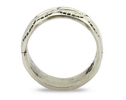 Navajo Ring .925 Silver Handmade Hand Stamped 3 Row Rope Band C.1980's