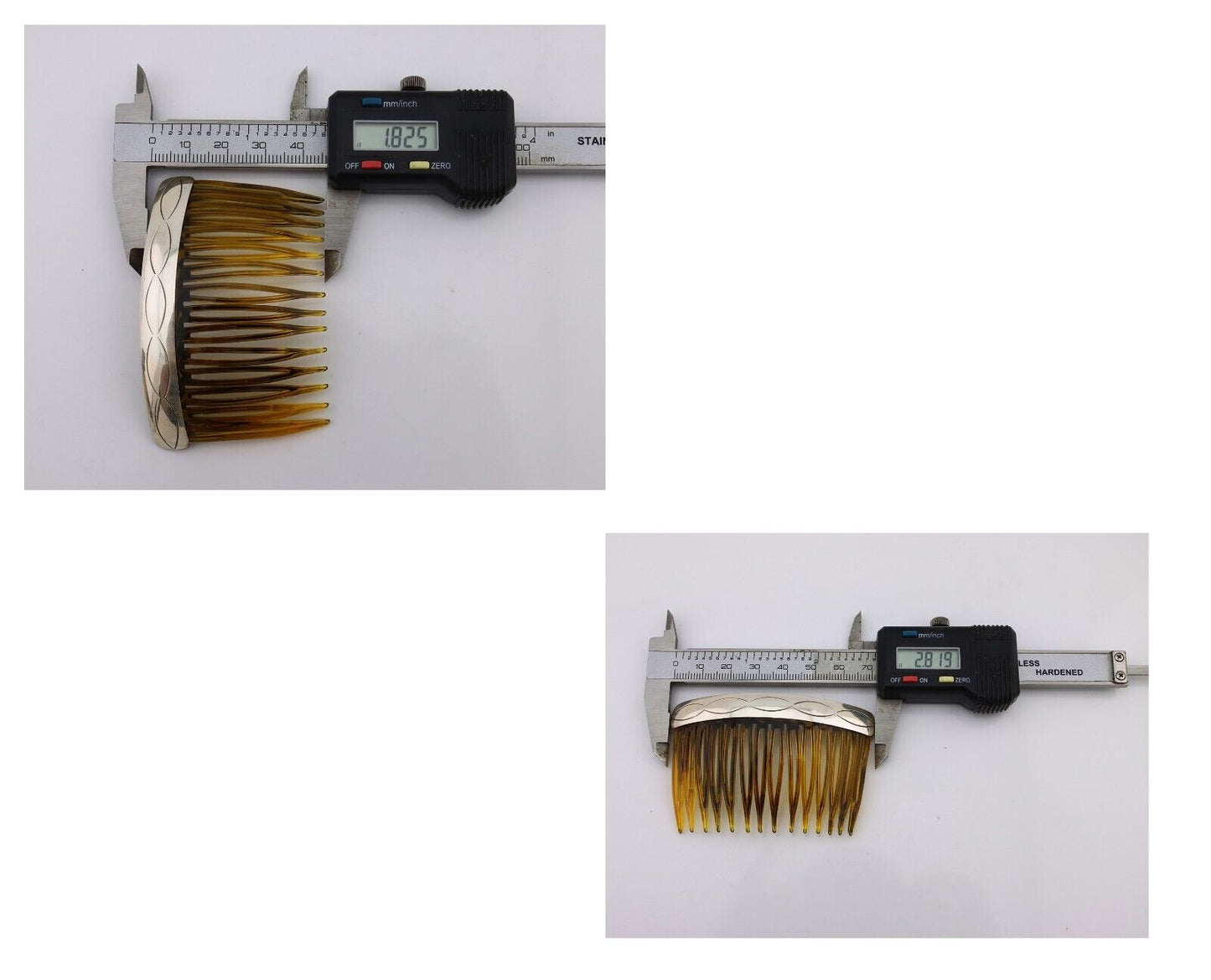 Navajo Hair Comb 925 Silver Hand Stamped Native American Artist 2 Piece Set C80s