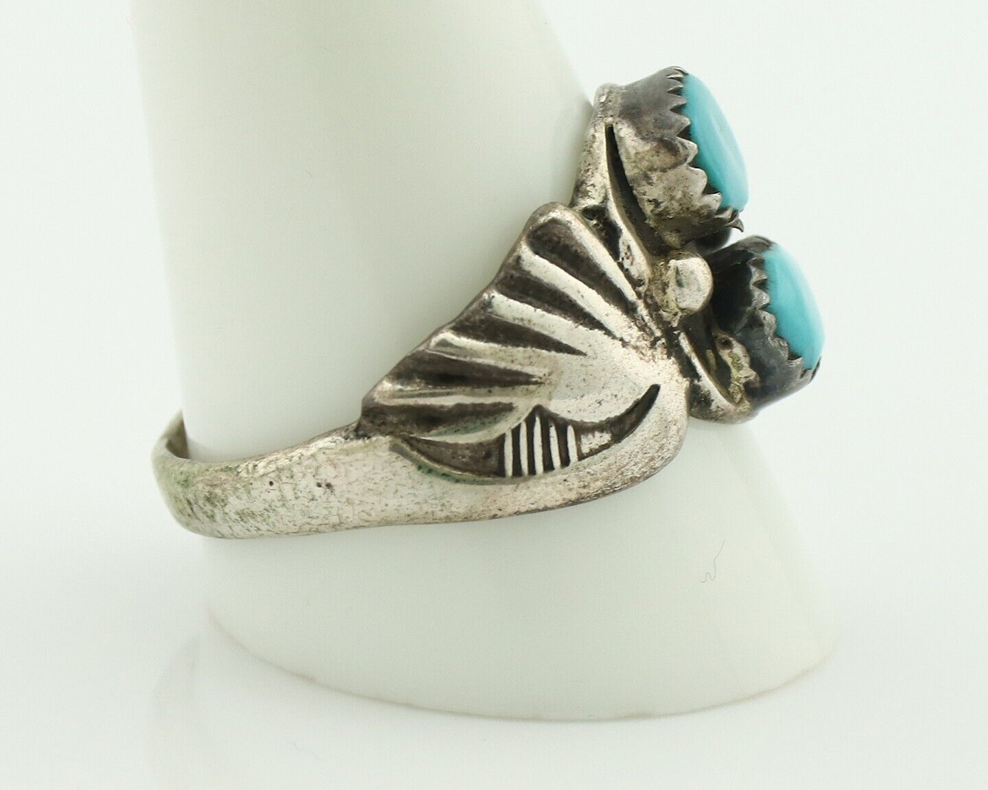 Zuni Ring .925 Silver Natural Sleeping Beauty Turquoise Native Artist C.80's
