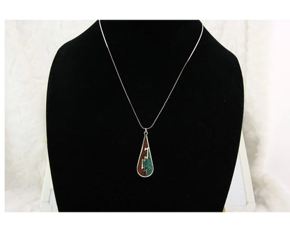 Navajo Necklace Sterling Silver Authentic Inlaid Gemstone Native American