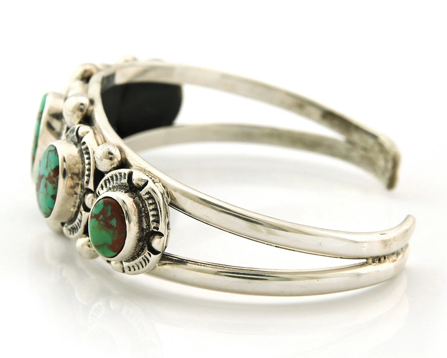 Navajo Cuff Bracelet Sterling Silver Turquoise Vintage Artist Signed