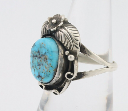 Navajo Ring 925 Silver Natural Mined Turquoise Native American Artist C.80's