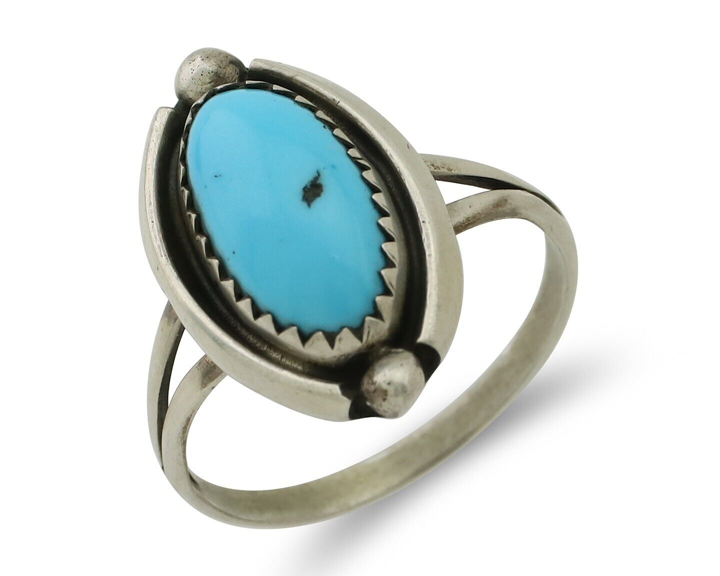 Navajo Ring 925 Silver Sleeping Beauty Turquoise Artist Signed SC C80s