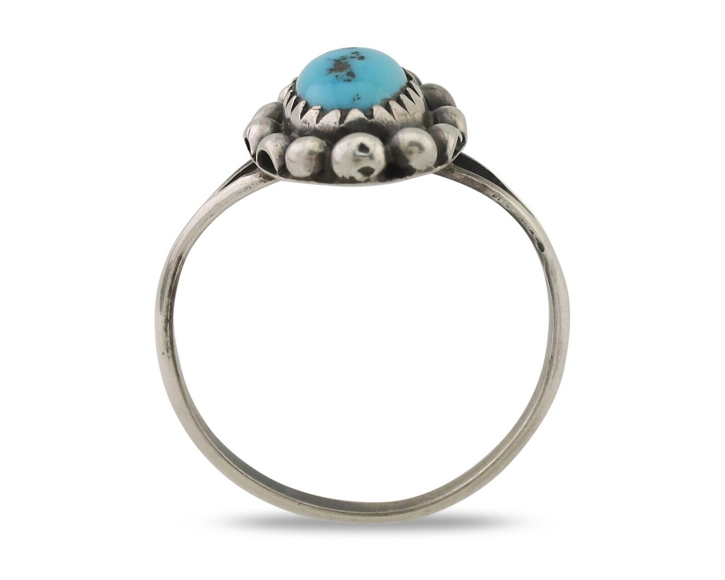 Navajo Ring 925 Silver Sleeping Beauty Turquoise Artist Signed SC C.80's
