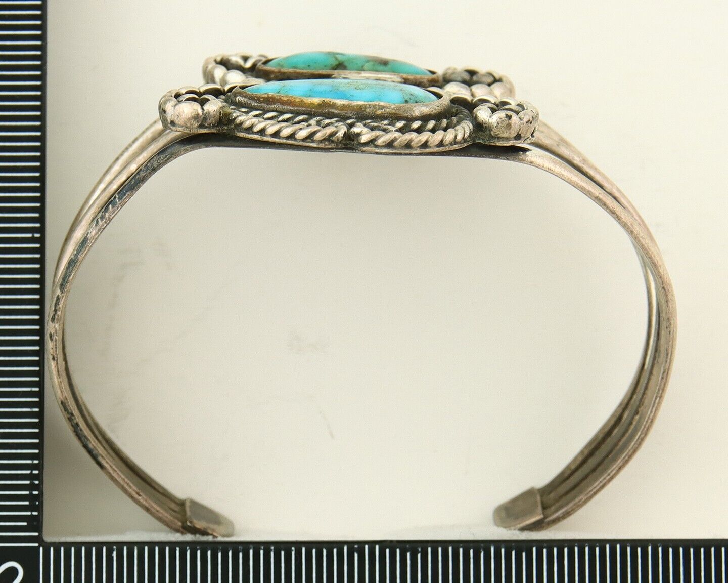 Vintage Navajo Bracelet 925 Silver Natural Blue Turquoise Native American Artist