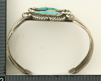 Vintage Navajo Bracelet 925 Silver Natural Blue Turquoise Native American Artist