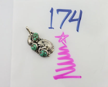 Navajo Pendant 925 Silver Natural Bisbee Turquoise Signed Tom Willeto C.80's