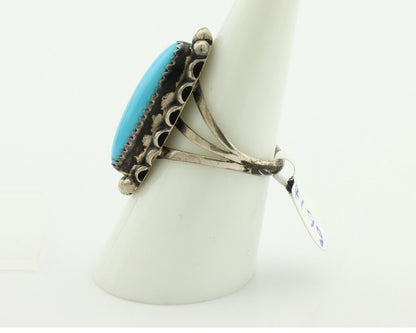 Navajo Ring .925 Silver Sleeping Beauty Turquoise Native American Artist C.80's