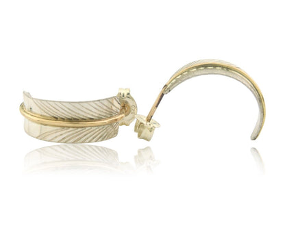 Navajo Hoop Earrings 925 Silver & Gold Native American Artist C.80's