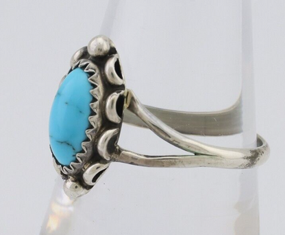 Navajo Handmade Ring 925 Silver Sleeping Beauty Turquoise Artist Signed SC C80s