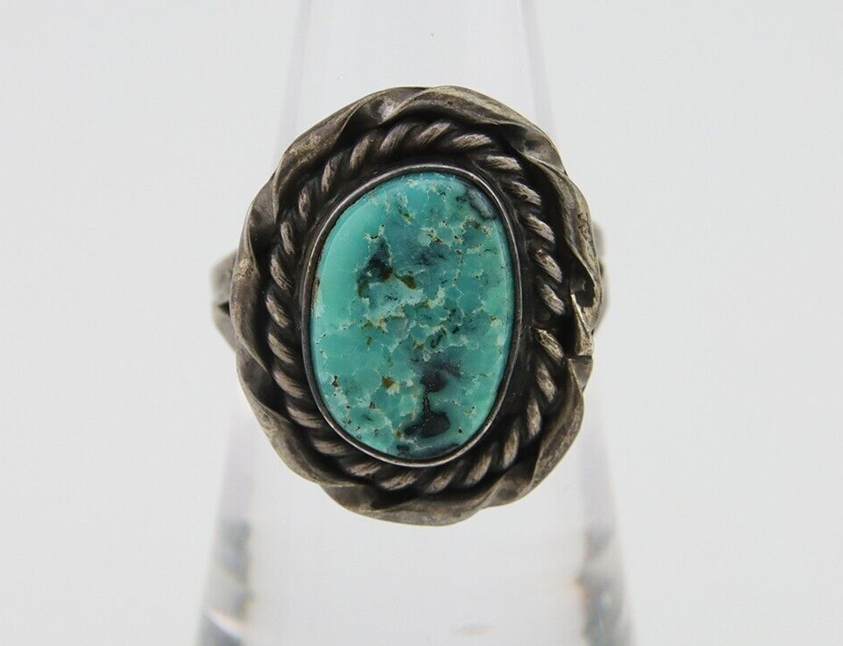Navajo Handmade Ring 925 Silver Natural Turquoise Native Artist C.80's
