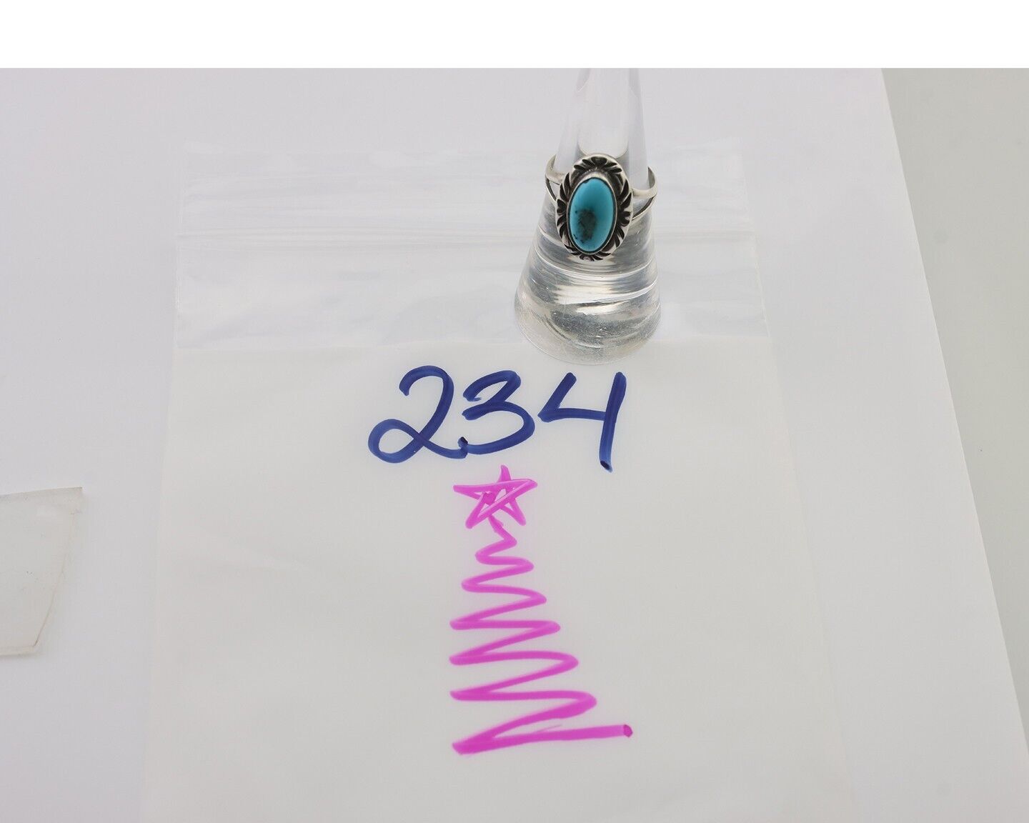 Navajo Ring 925 Silver Sleeping Beauty Turquoise Artist Signed SC C.80's