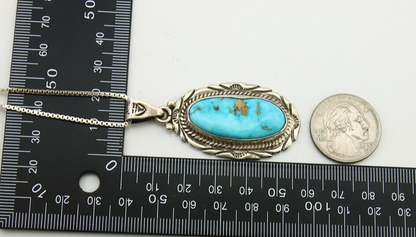 Navajo Necklace 925 Silver Natural Turquoise Artist Signed M Montoya C.80's