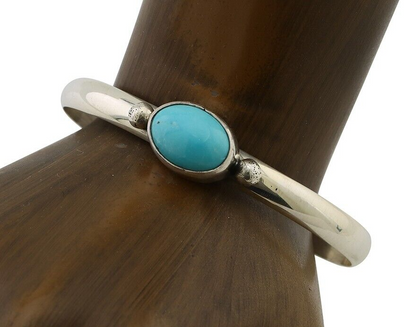 Navajo Cuff Bracelet 925 Silver Natural Blue Turquoise Native American C.80's