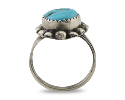 Navajo Ring 925 Silver Sleeping Beauty Turquoise Artist Signed SC C.80's