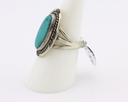 Navajo Ring 925 Silver Natural Turquoise Native Artist Signed M Begay C.80's