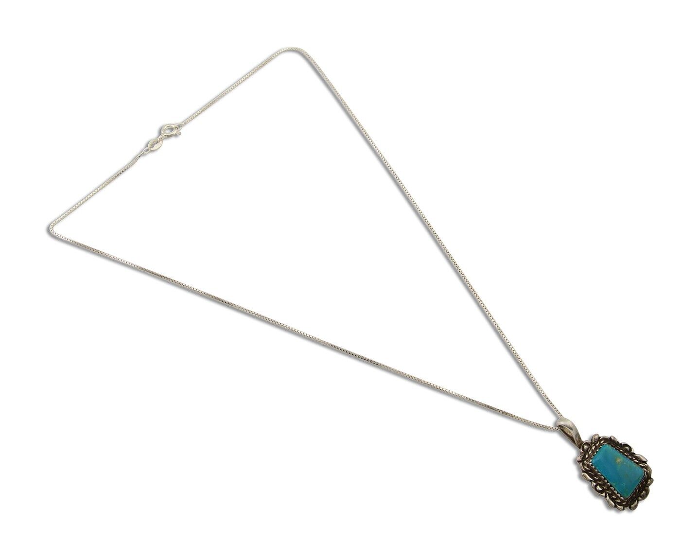 Navajo Necklace 925 Silver Natural Turquoise Artist Kee Montoya C.80's