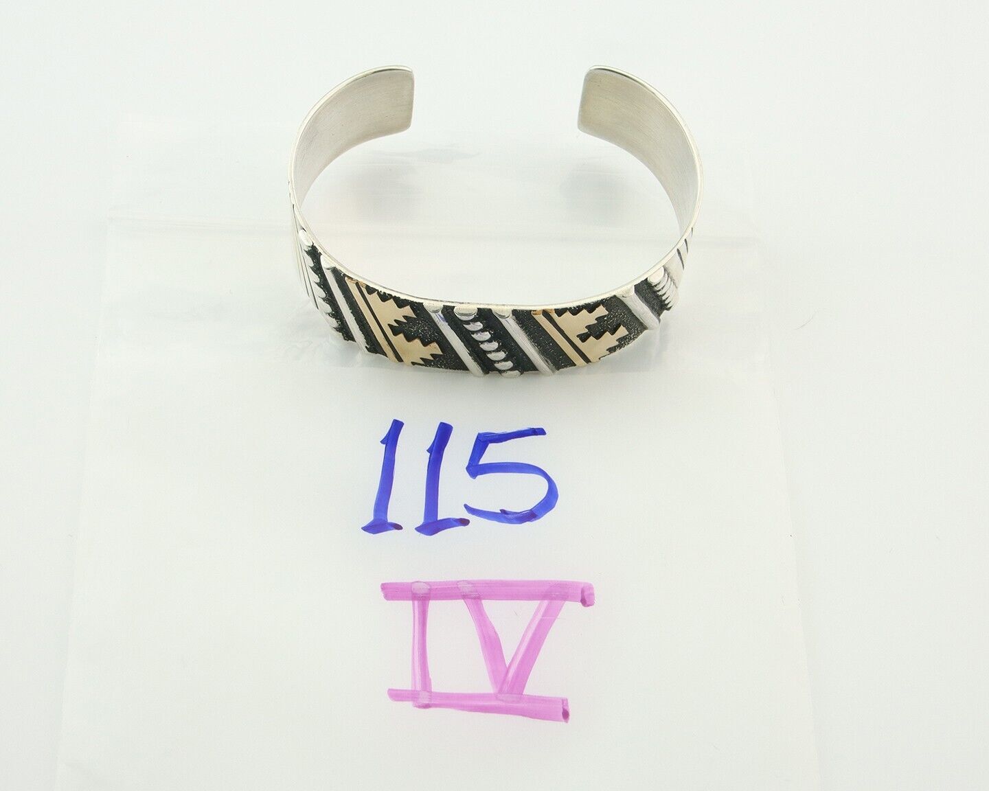 Navajo Bracelet Gold & 925 Silver Handmade 16 mm Wide Signed Thomas Singer C80s