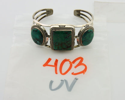 Navajo Bracelet 925 Silver Turquoise Cuff Artist Signed William Denetdale C.80's