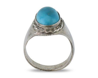 Navajo Ring 925 Silver Sleeping Beauty Turquoise Native Artist C.80's