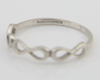 Infinity Heart Promise Ring 925 Solid Silver Size 8.25