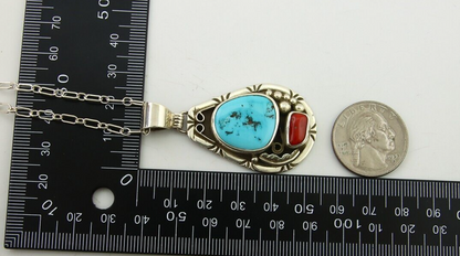 Navajo Necklace 925 Silver Spiderweb Turquoise Artist Signed Teepee on Hill C80s