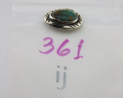Navajo Pin 925 Silver Natural Mined Turquoise Artist Signed C Montoya C.80's
