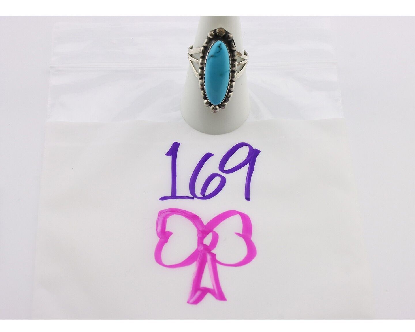 Navajo Ring .925 Silver Sleeping Beauty Turquoise Signed SkyStone Creations C80s