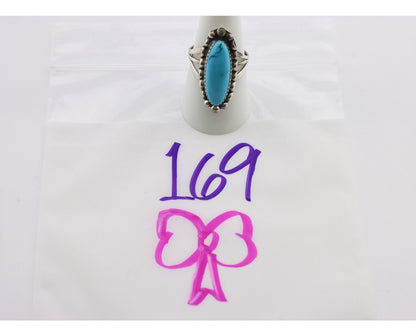 Navajo Ring .925 Silver Sleeping Beauty Turquoise Signed SkyStone Creations C80s