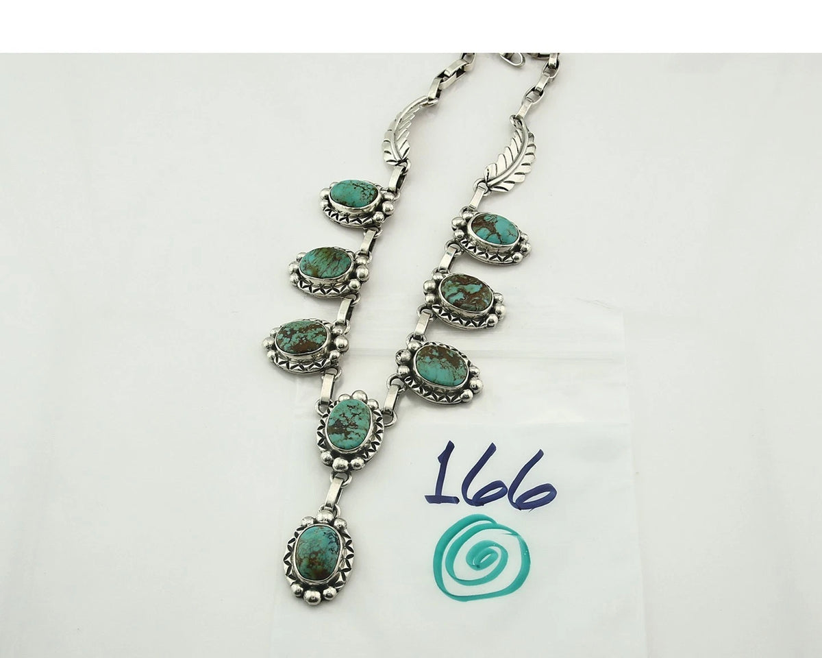Navajo Necklace Earring Set Natural Turquoise Vintage Signed Gecko C.80's