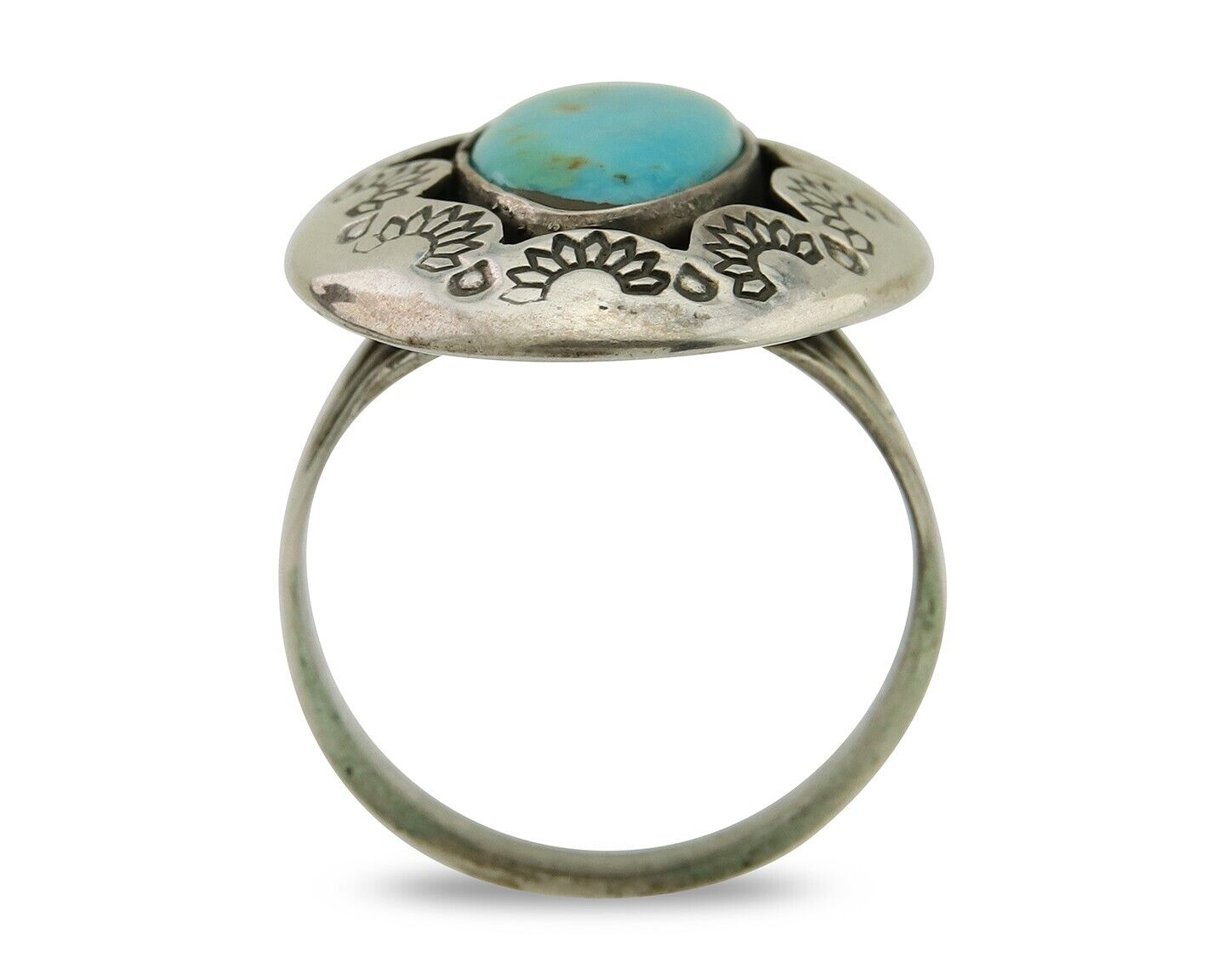 Navajo Handmade Ring 925 Silver Natural Arizona Turquoise Artist C.80's