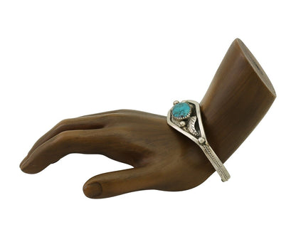 Navajo Bracelet 925 Silver Kingman Turquoise Native American Artist C.80's